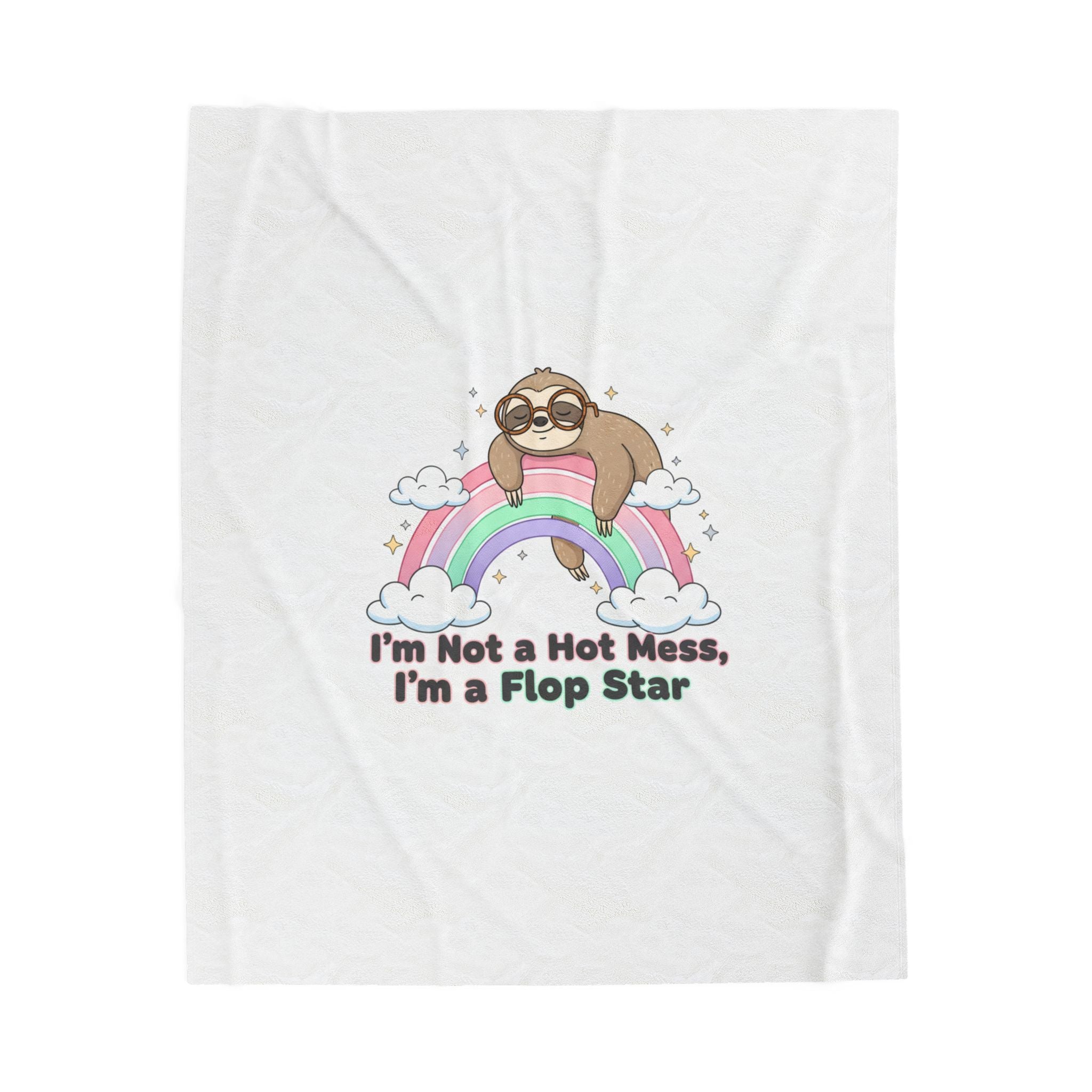 Flop Star Sloth Rainbow Blanket | flop era burnout humor