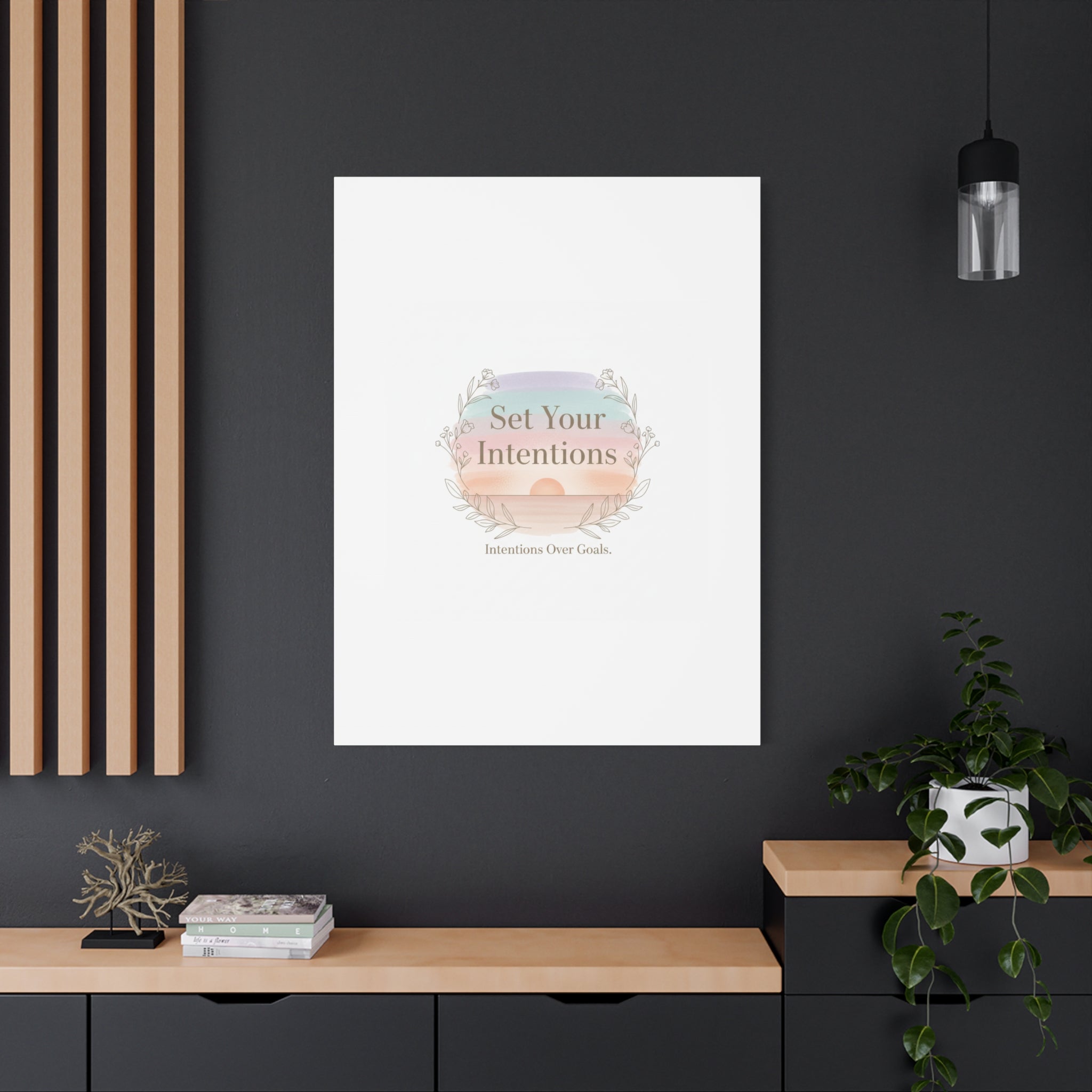 Set Your Intentions Canvas | Gentle Intentions Over Goals, Soft Wellness Art