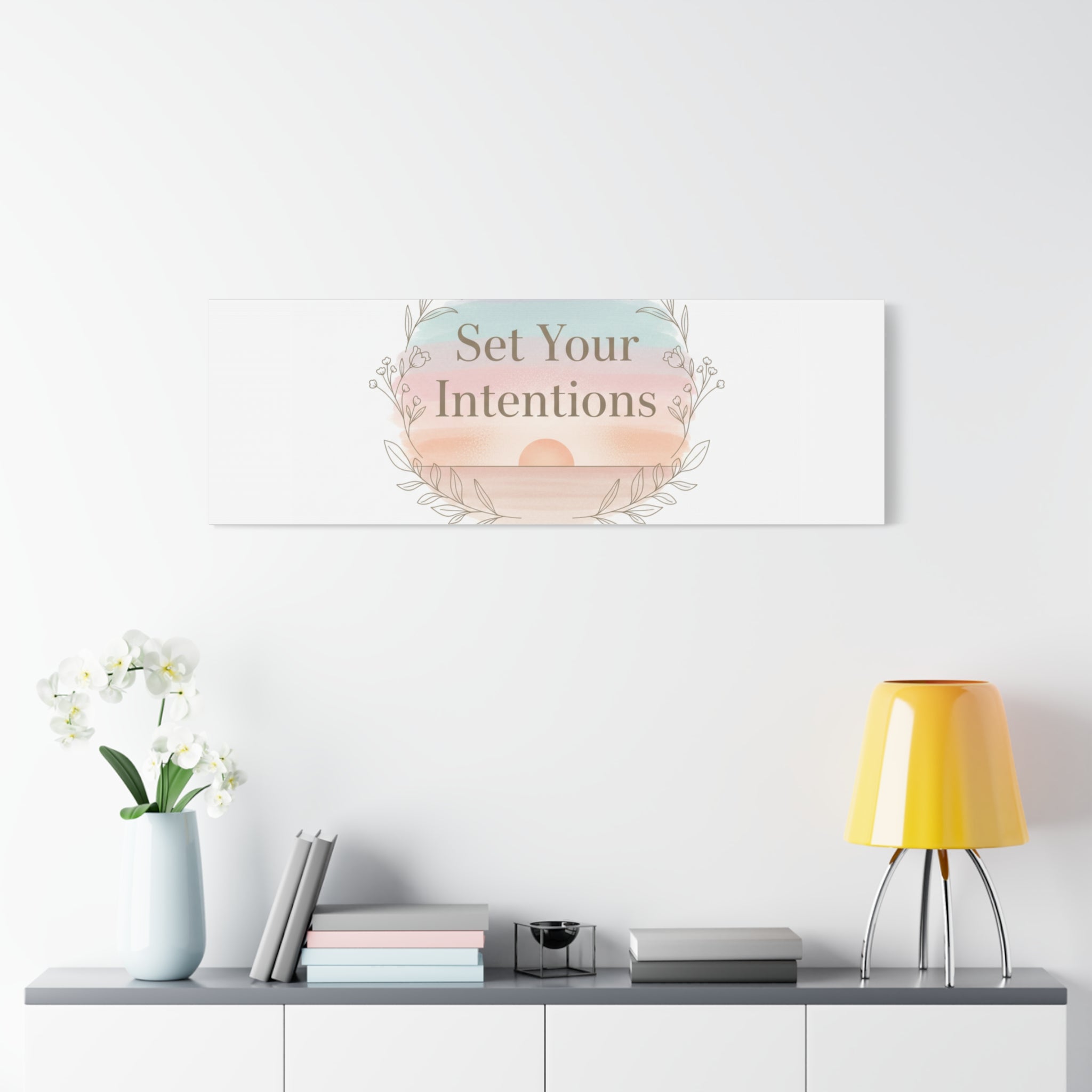 Set Your Intentions Canvas | Gentle Intentions Over Goals, Soft Wellness Art
