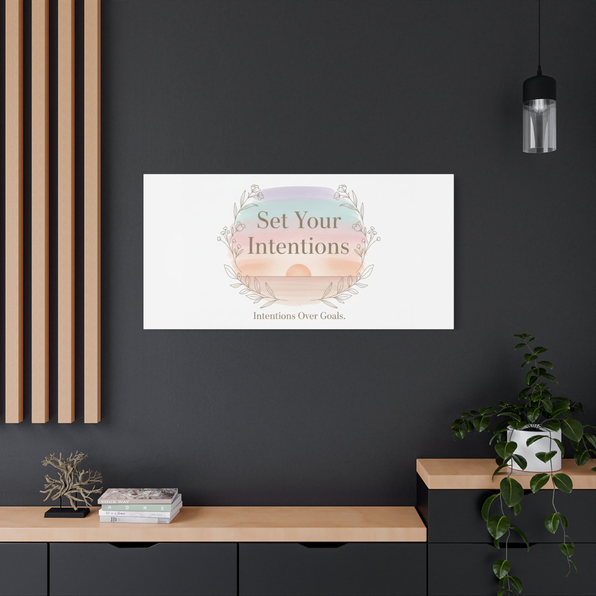 Set Your Intentions Canvas | Gentle Intentions Over Goals, Soft Wellness Art