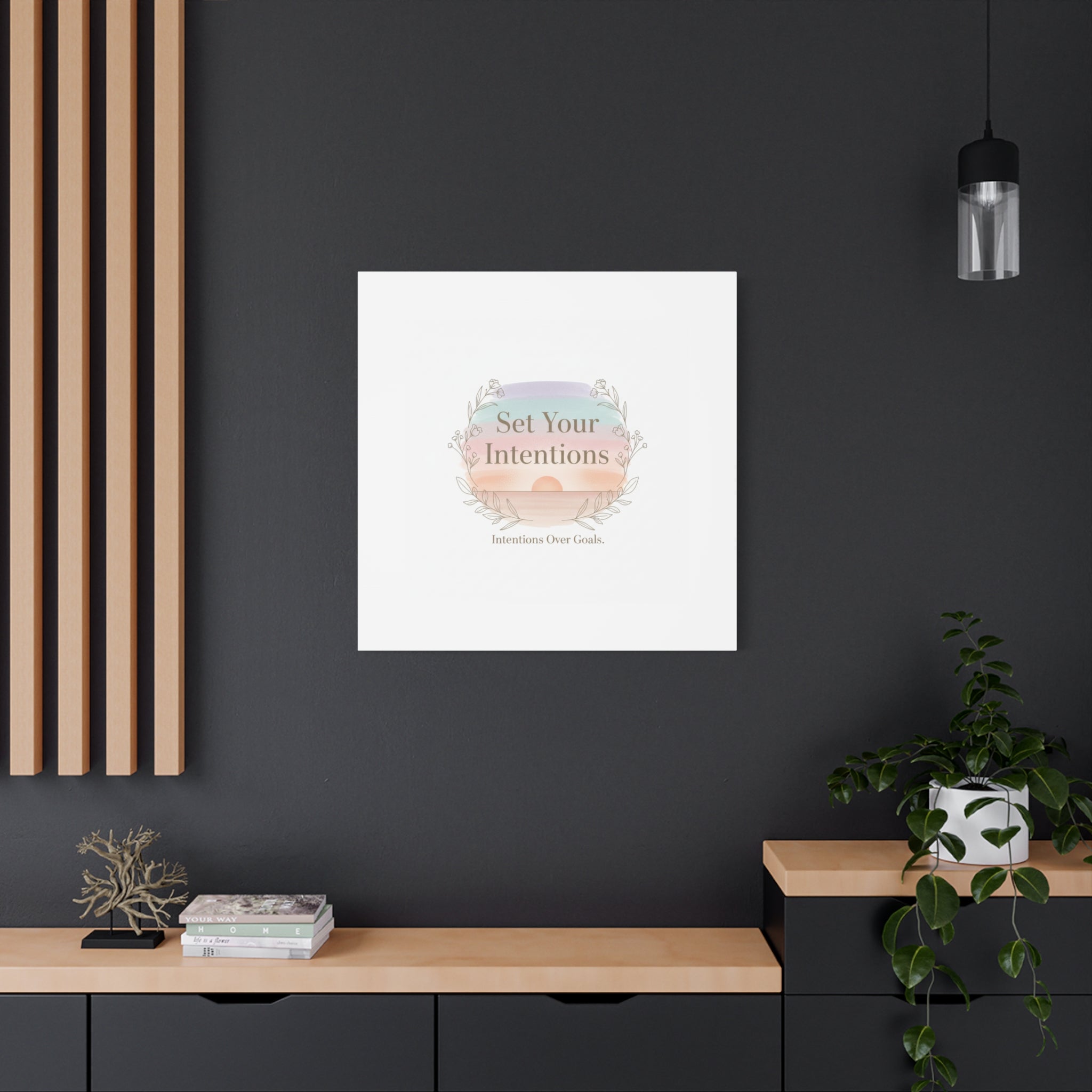 Set Your Intentions Canvas | Gentle Intentions Over Goals, Soft Wellness Art