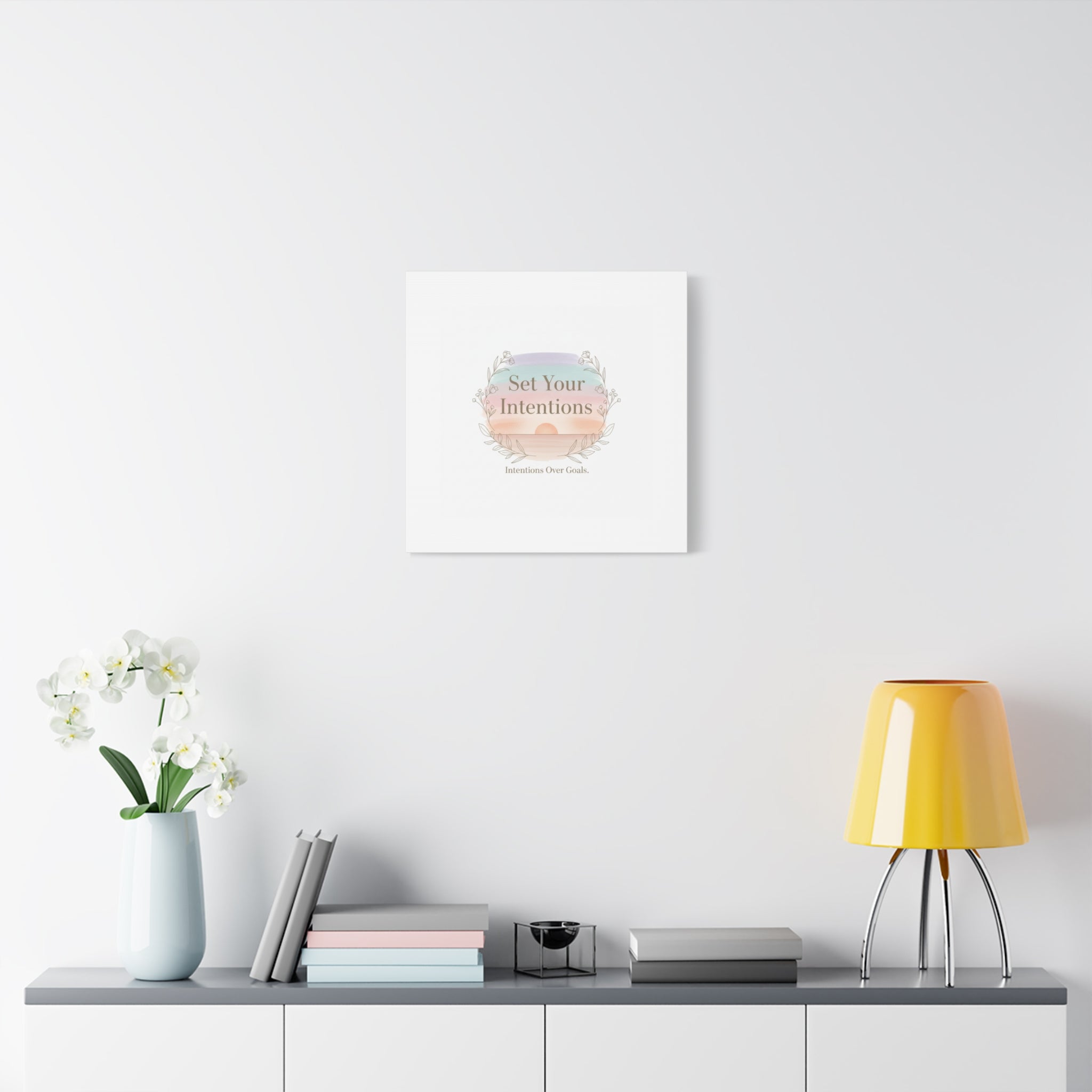 Set Your Intentions Canvas | Gentle Intentions Over Goals, Soft Wellness Art