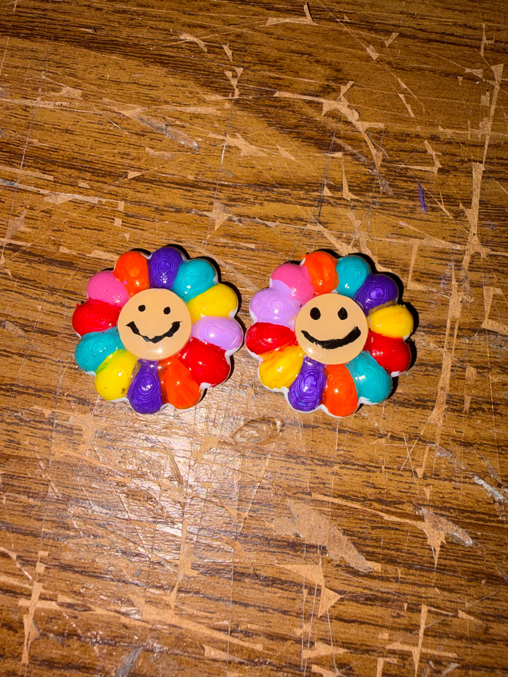 Rainbow Happy flower croc charm