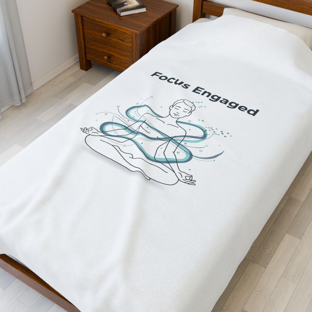 Focus Engaged Velveteen Blanket | Flow State, Productivity Decor