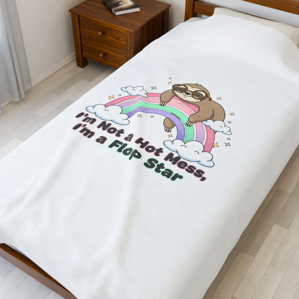 Flop Star Sloth Rainbow Blanket | flop era burnout humor