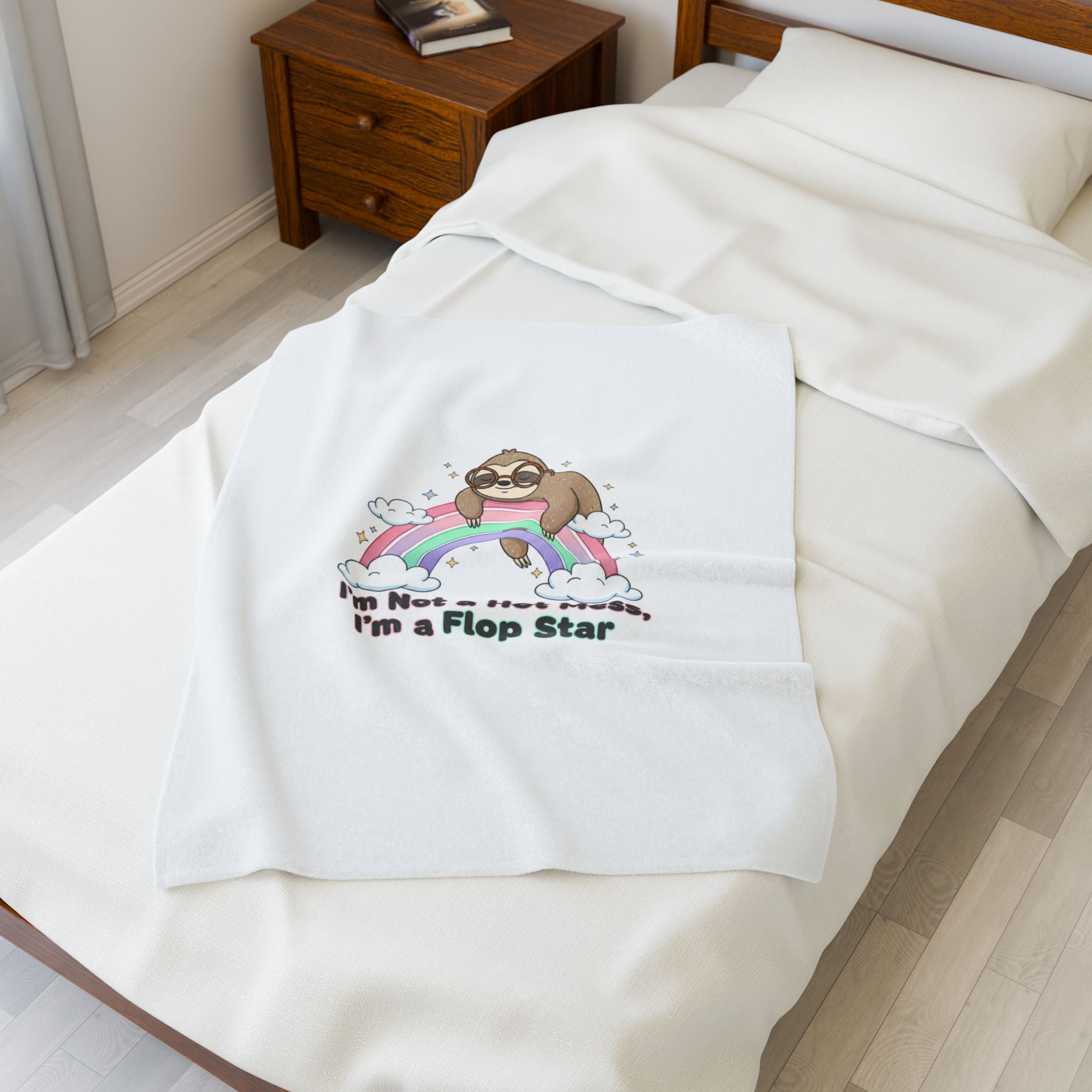 Flop Star Sloth Rainbow Blanket | flop era burnout humor