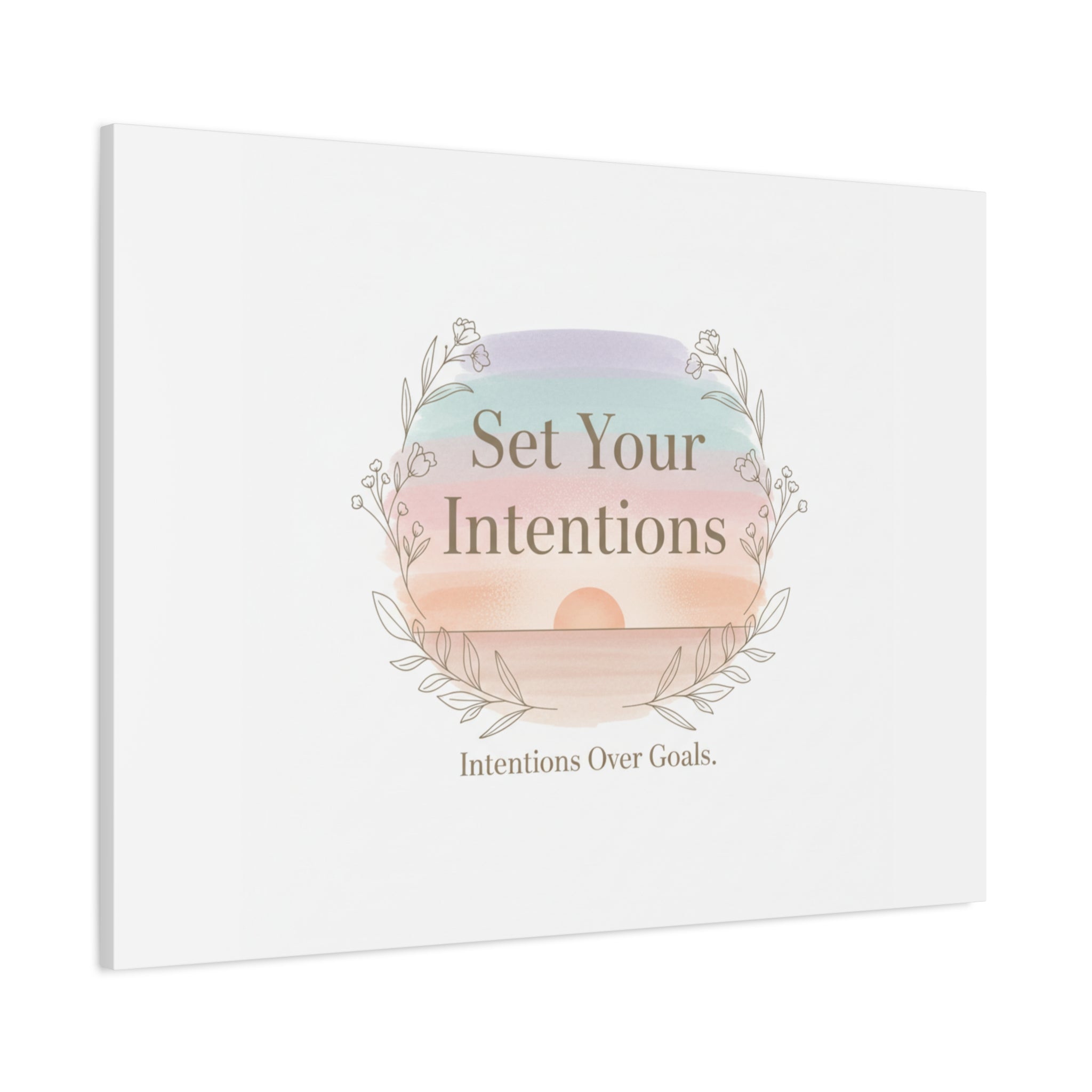 Set Your Intentions Canvas | Gentle Intentions Over Goals, Soft Wellness Art